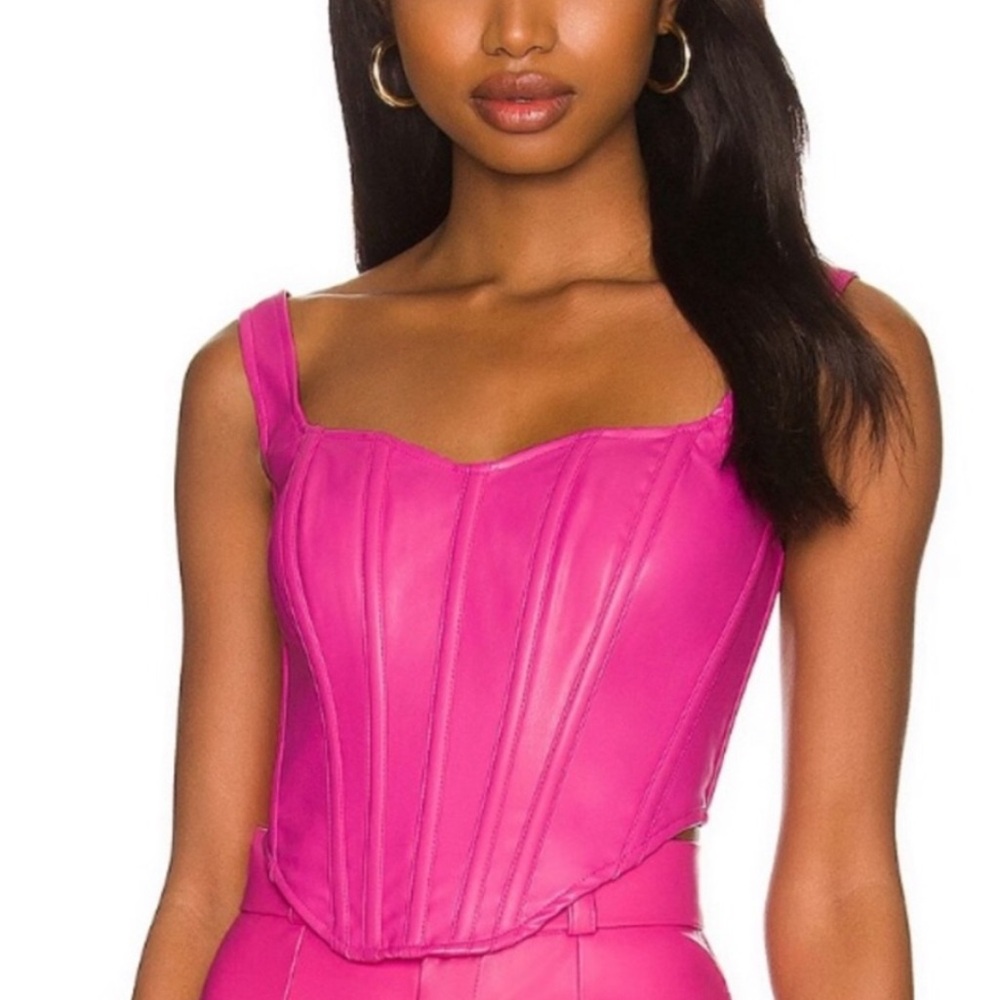NWT Bardot Pink Faux Leather Corset Tank Top Small